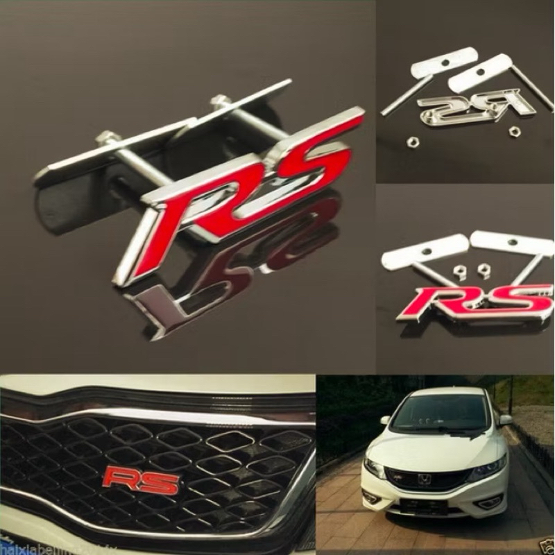 EMBLEM LOGO GRILL MOBIL RS JDM RACING BAHAN METAL ( BUKAN TEMPEL )
