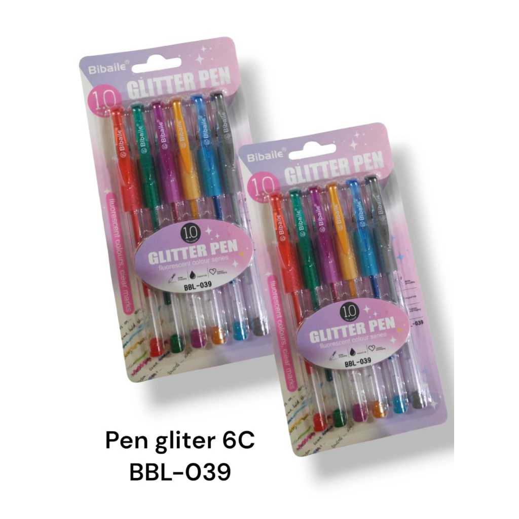 

Pen Gel Warna Gliter 6 Warna Set 1.0 mm Pulpen Warna Warni Bagus