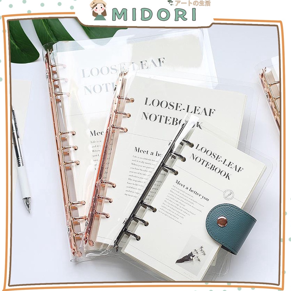 

Ready MIDORI Elegant Binder A5 Binder A6 Transparan Binder with Clip Note Book Loose Leaf Rose Gold Binder E36 C83