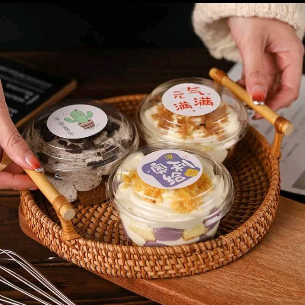 MDLBake 10pcs BULAT GARIS KECIL korean dessert box cup kotak mika kue puding tiramisu gelato ice cre