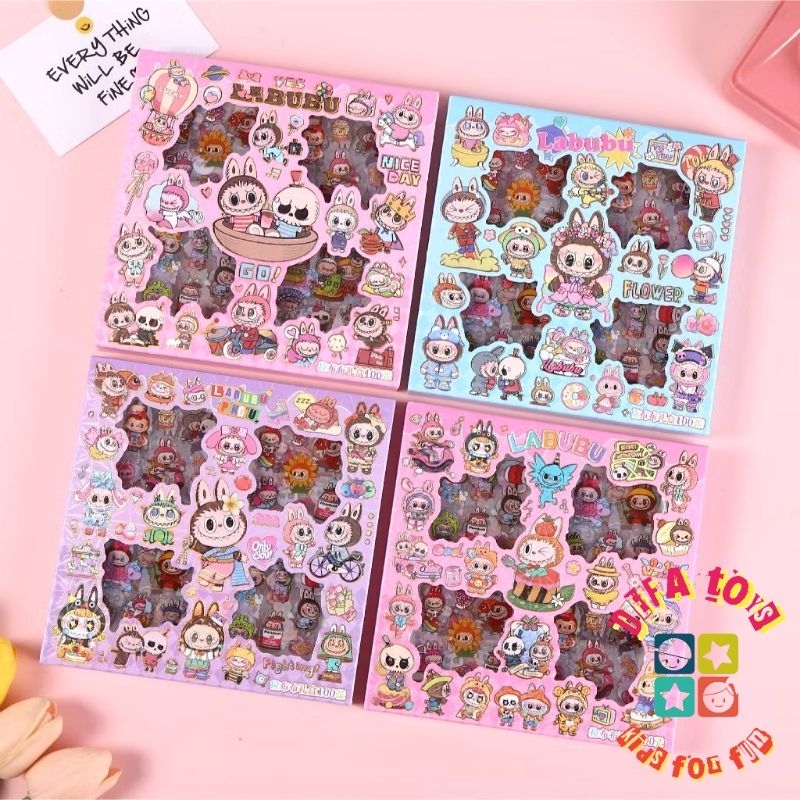

100PCS Stiker Labubu Viral Sanrio Kuromi Melody Hello Kitty Sticker Aesthetic 2D Anti Air Defa Toys