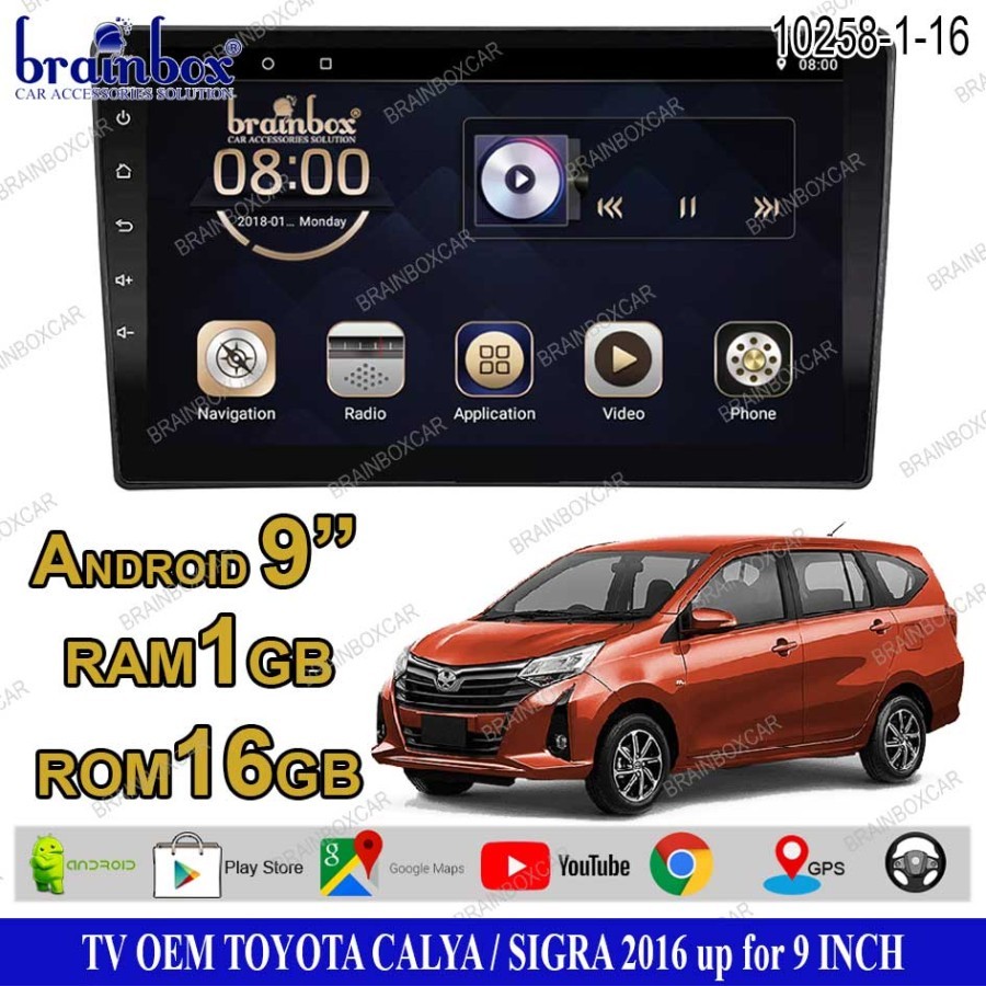 Brainbox TV Mobil OEM Toyota Calya Sigra Android Headunit Tape Mobil - 1GB + 16GB