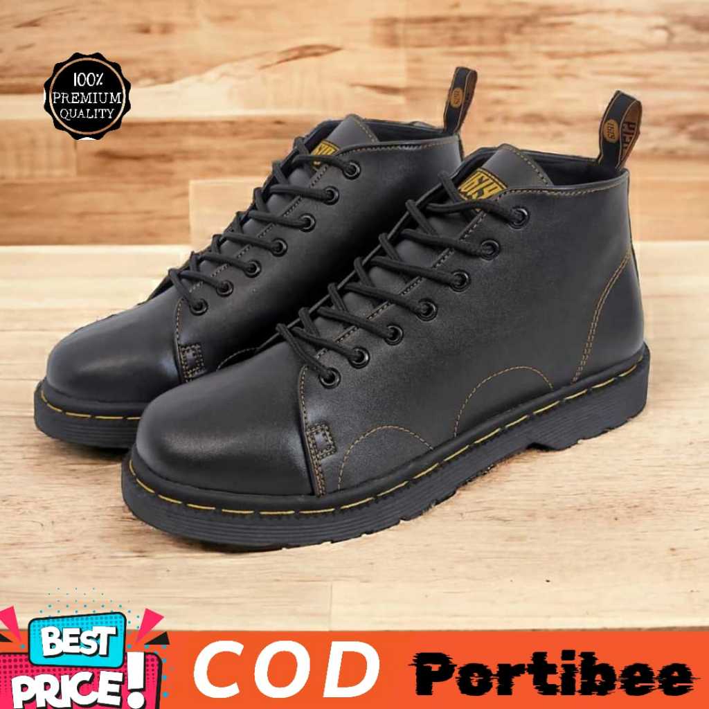 Jaguar Black Sepatu Pantofel Low Boots Formal Hitam Pria Docmart Boot Kerja Kasual Kulit PU Original
