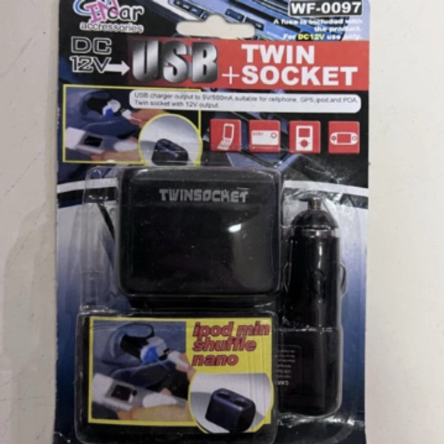 soket socket 2 lubang charger hp handphone usb port twin socket lighter 2 cabang mobil 12v volt 12 a