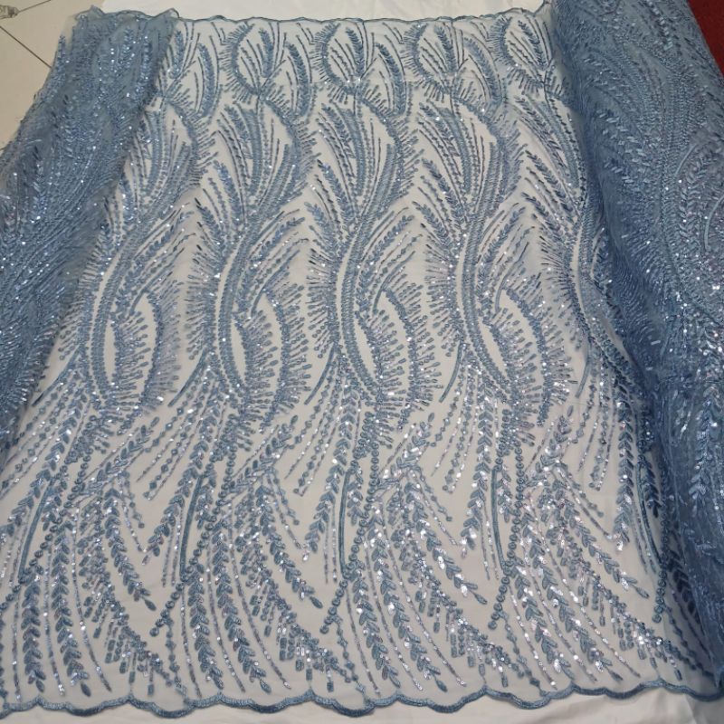 (COD) Bahan kain tulle payet bordir premium/kain tulle payet kebaya wanita