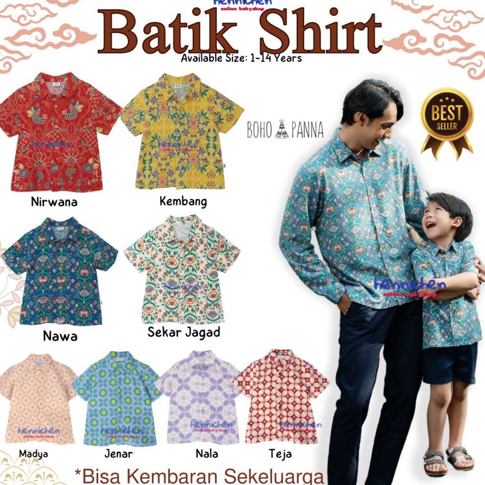 KODE X15C Bohopanna Batik Shirt 114 Tahun Kemeja Batik Anak Laki Laki