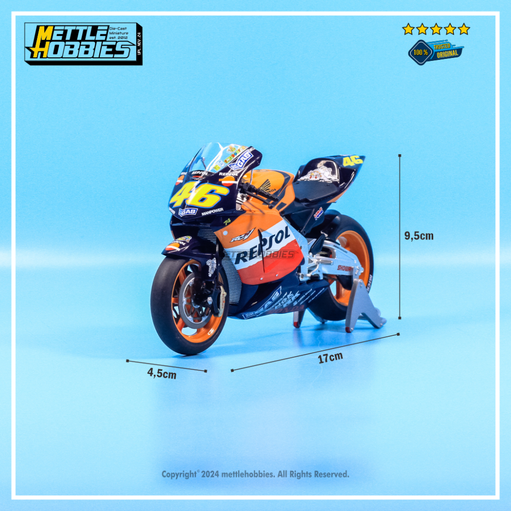Altaya Honda RC211V Valentino Rossi Moto GP 2003 Diecast Miniatur Motor Bike 1:12