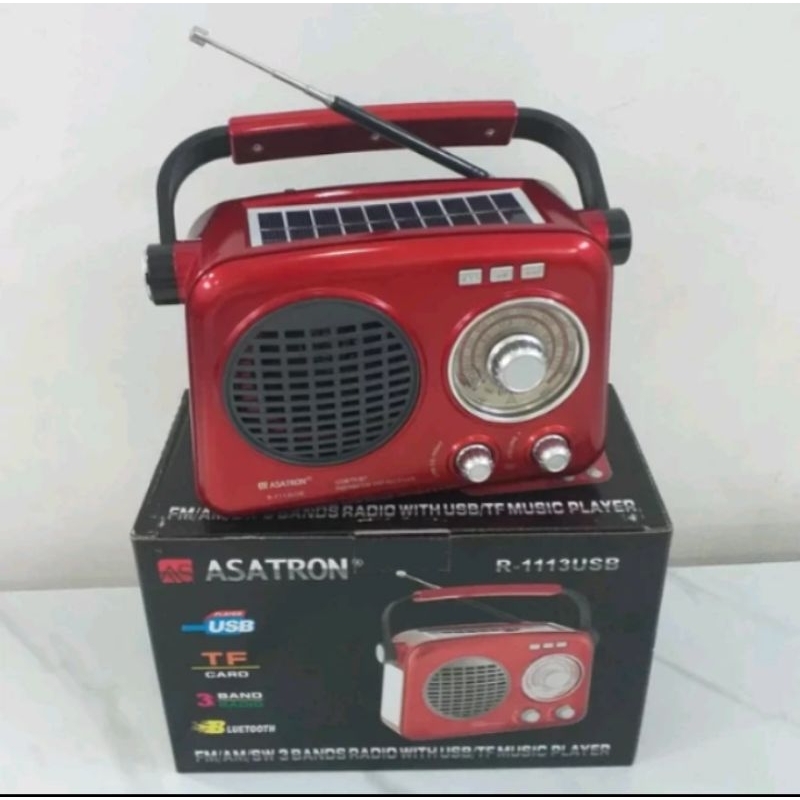 Radio Asatron Portable Speaker Asatron R-1113 Radio FM AM SW 3 Band Bluetooth USB SD & Senter Origin