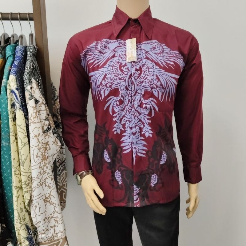 kemeja batik Burgundy motif naga sakti original arta batik KODE 008 l batik new l batik pilihan l ba