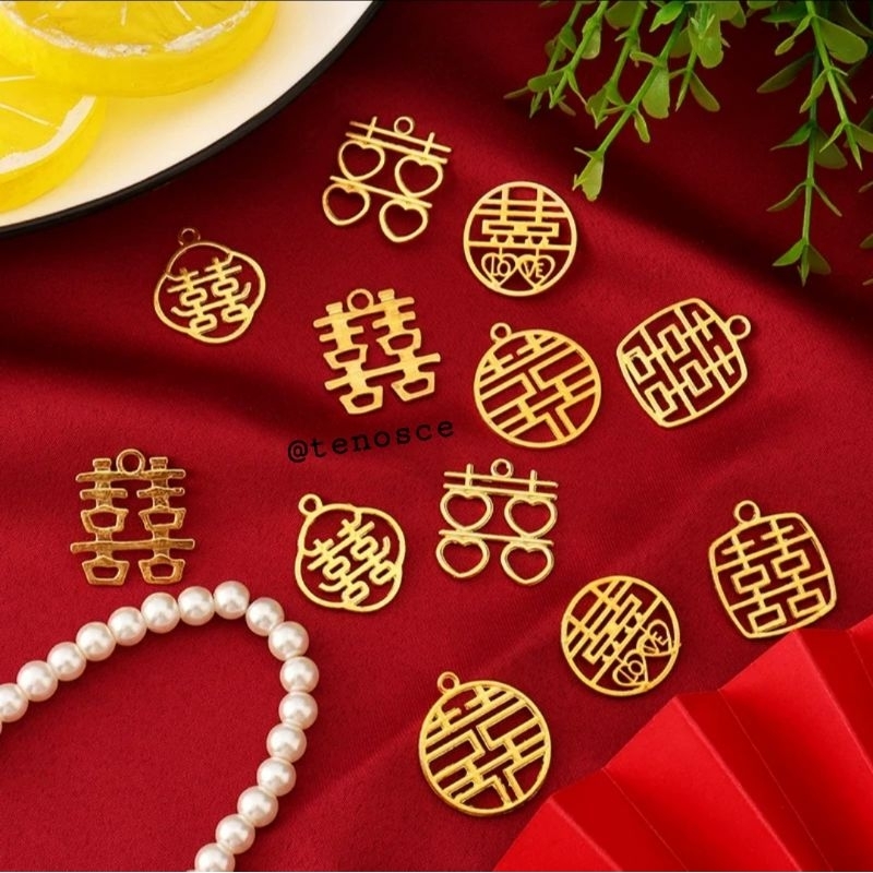50pcs Tag Free Pin Peniti Shang Hee Gold Shuang Xi Wedding Hang Tag Phang Teh Sangjit Double Happine