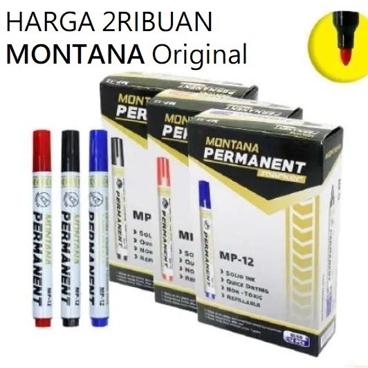 

2024 !! SPIDOL MONTANA PERMANENT MARKER NO.G-12 SEPIDOL BESAR TINTA HITAM - MERAH - BIRU Montana / Tidak dapat dihapus / Warna Hitam Serba guna Peralatan Alat Per alat an Kantor Sekolah School Office Colour Bagus Murah dan Original Ori Snow man Snowman
