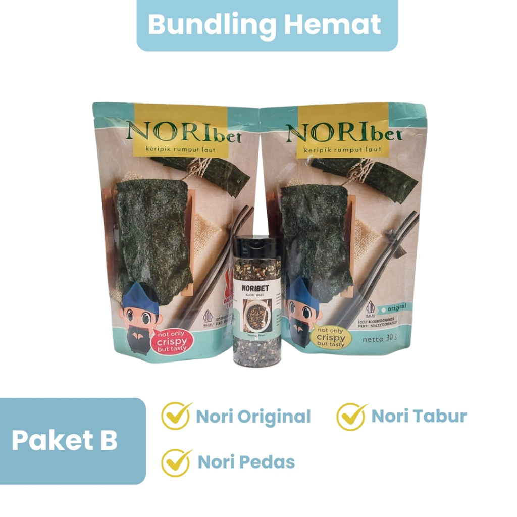

Ay00! BUNDLING HEMAT!! NORIbet 3 pcs(30gr) dengan Varian Rasa Berbeda - NCrispy Rumput Laut Big