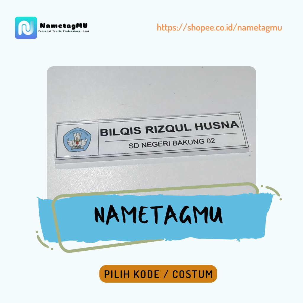 

Nametag Dada Magnet Custom Termurah Bahan Akrilik Putih Resin