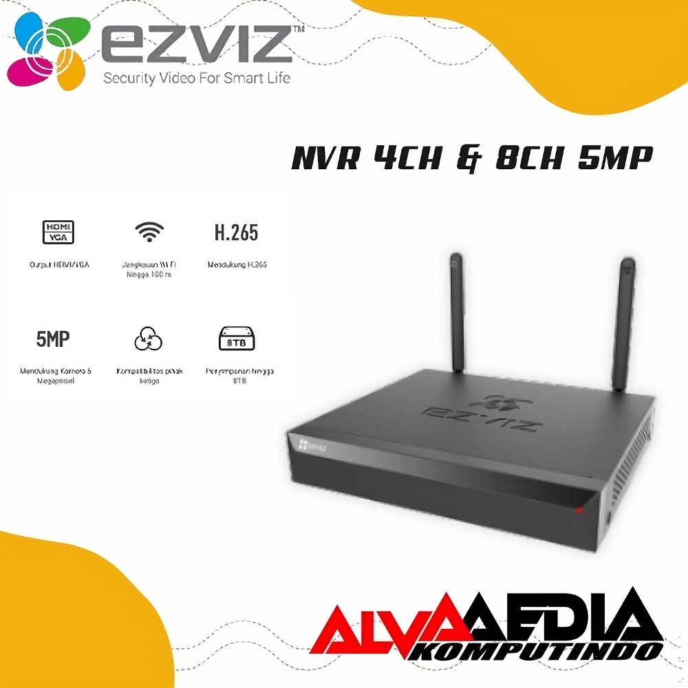 NVR EZVIZ WIRELESS NVR X5S 4CH & 8CH 5MP | NVR nirkabel dengan Output HDMI & VGA