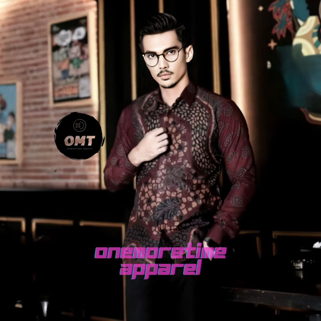 BANYUARSIR BURGUNDY MAROON baju batik pria premium reguler - omt batik