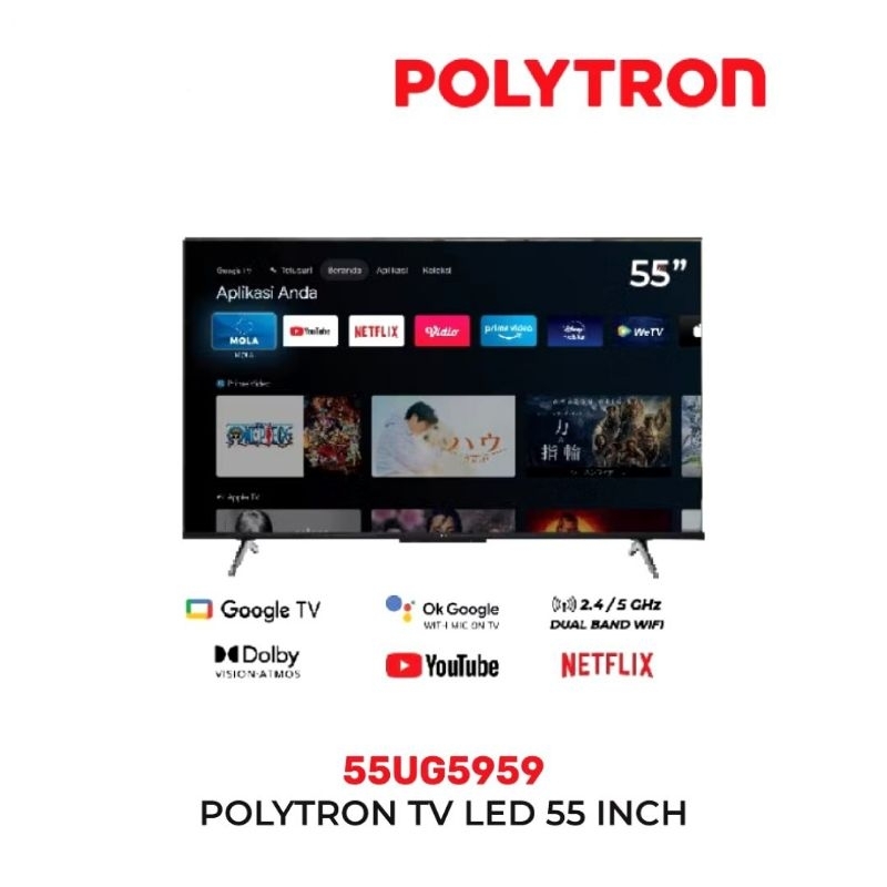 TV Polytron 55inch PLD 55UG5959 Smart Google TV 4K UHD Android TV