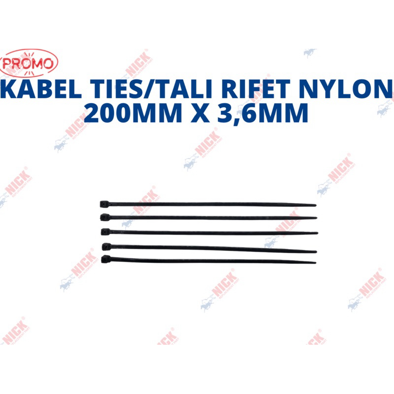 

KABEL TIES/TALI RIFET NYLON 200MM X 3,6MM / 1 BUNGKUS ISI 100PCS