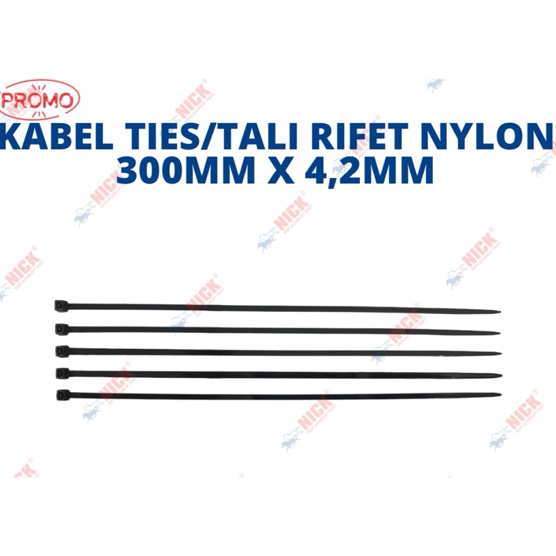 

KABEL TIES/TALI RIFET NYLON 300MM X 4,2MM / 1 BUNGKUS ISI 100PCS