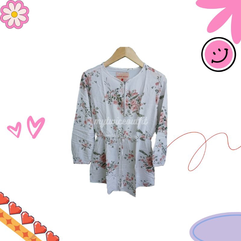 BLOUSE WANITAA PUTIH MOTIF BUNGA