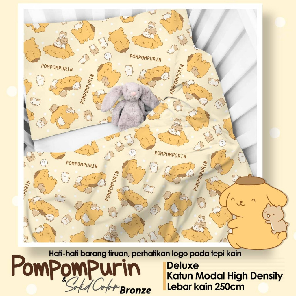 BEVERLY Pompompurin Sprei Anti Geser Katun Lokal Motif Anak