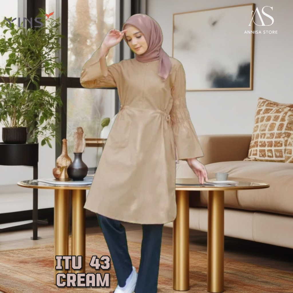 BAJU ATASAN TUNIK REMAJA WANITA INSPIRE YINS ITU 43 CREAM / BAJU COCOK UNTUK KULIAH/KERJA