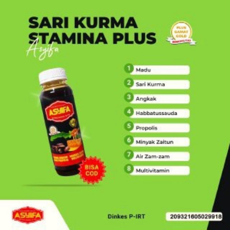 

Herbal | Penambah Stamina | Asyifa Sari Kurma Stamina Plus 8 In1-350mL Original