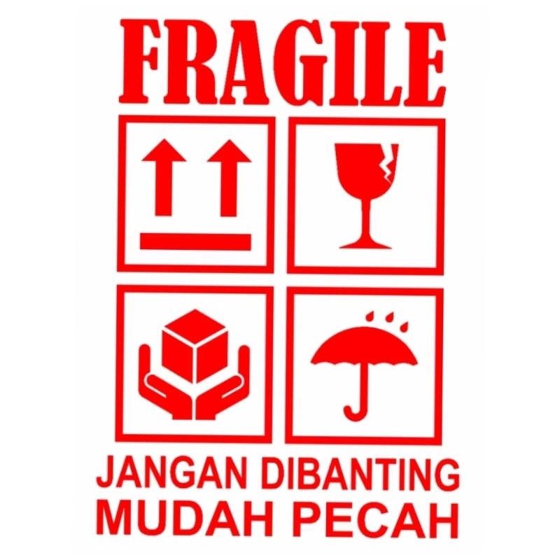 

Stiker Label Fragile 9 x 6,5cm Sticker Isi 50 Pcs