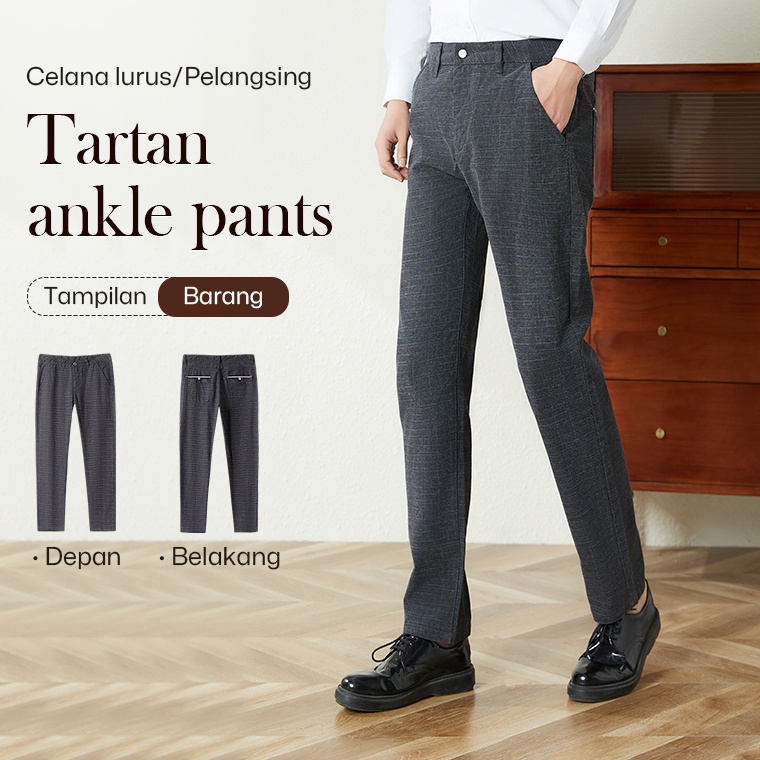 KODE Y67W SALE Cuci Gudang Tartan Ankle Pants Premium Celana Canjang Pria Celana Cassual Celana Form
