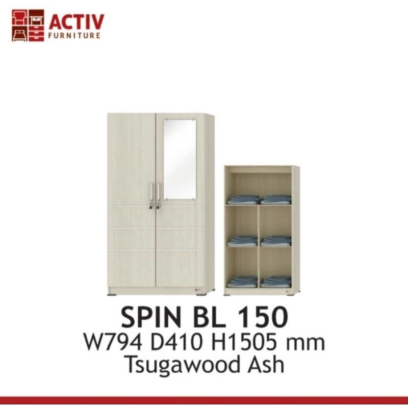 Lemari pakaian anak 2 pintu / lemari pakaian anak kos minimalis Spin SL 150