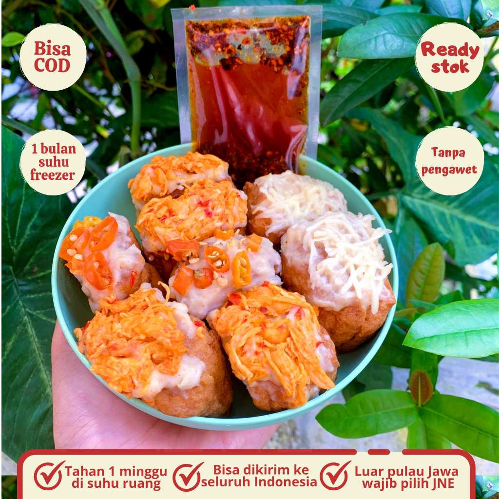 

Tahu Bakso Kribo Toping Ayam Suwir Kemasan Vacum Frozen Food