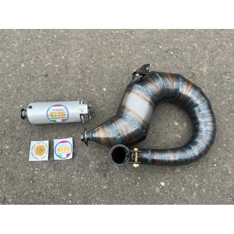 Knalpot Racing Vespa Buang Kanan Pendek Silencer Almunium Original KY26 Racing