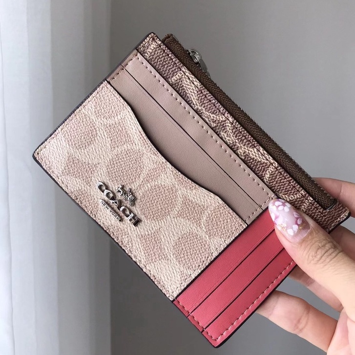 KODE B12P Coach F89484 Card Holder Zipper Wallet Coin Purse