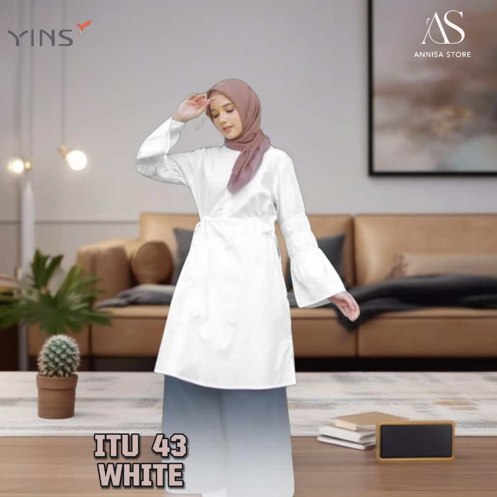 BAJU BLUS TUNIK REMAJA WANITA INSPIRE YINS ITU 43 WHITE PUTIH / BAJU COCOK UNTUK KULIAH/KERJA