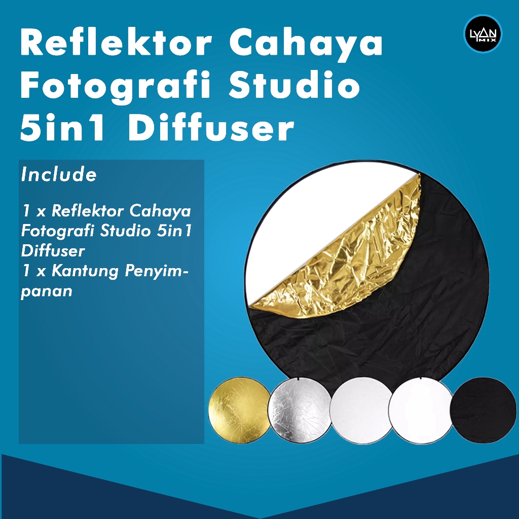 Reflektor Cahaya Fotografi Studio 5in1 Diffuser 30cm/60cm/80cm