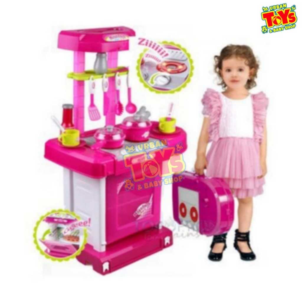 Mainan Anak Kitchen Set Koper Pink / Mainan Masak Masakan