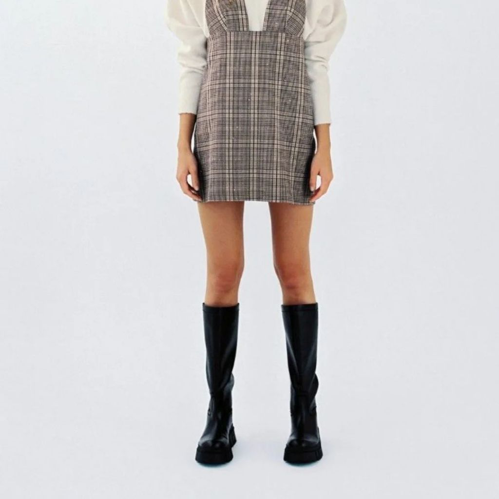 Zara plaid dress brown preloved