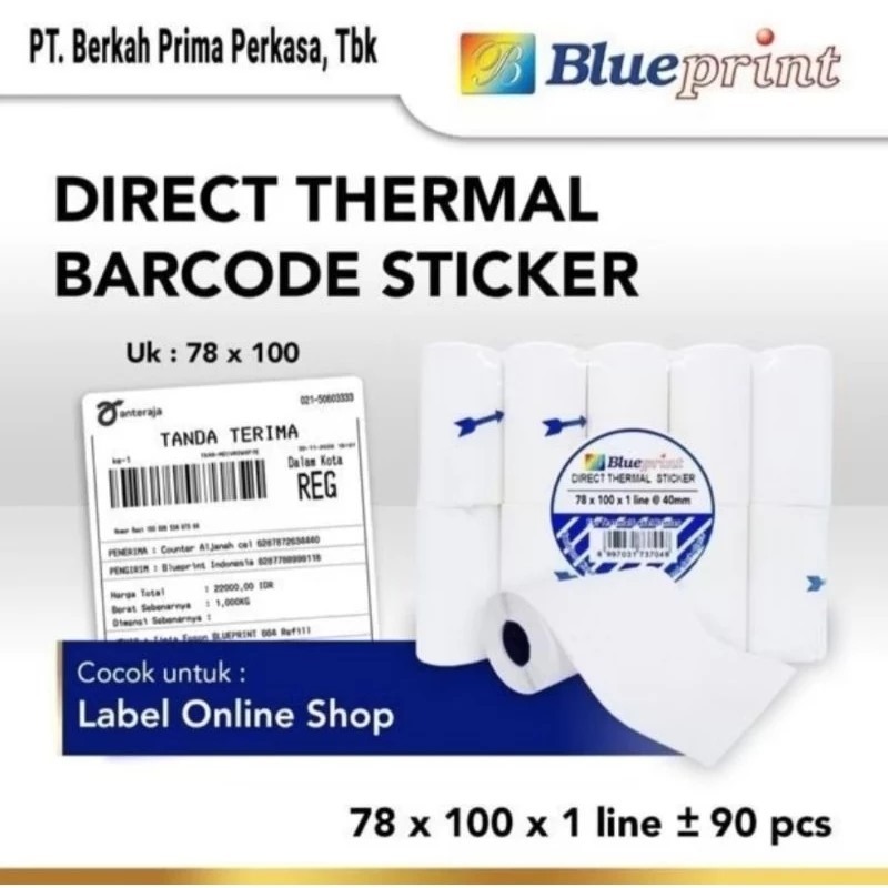 

Kertas Label Sticker Resi 78x100mm isi 90pcs - Kertas Blueprint Resi Online 75*100mm - Kertas shopee