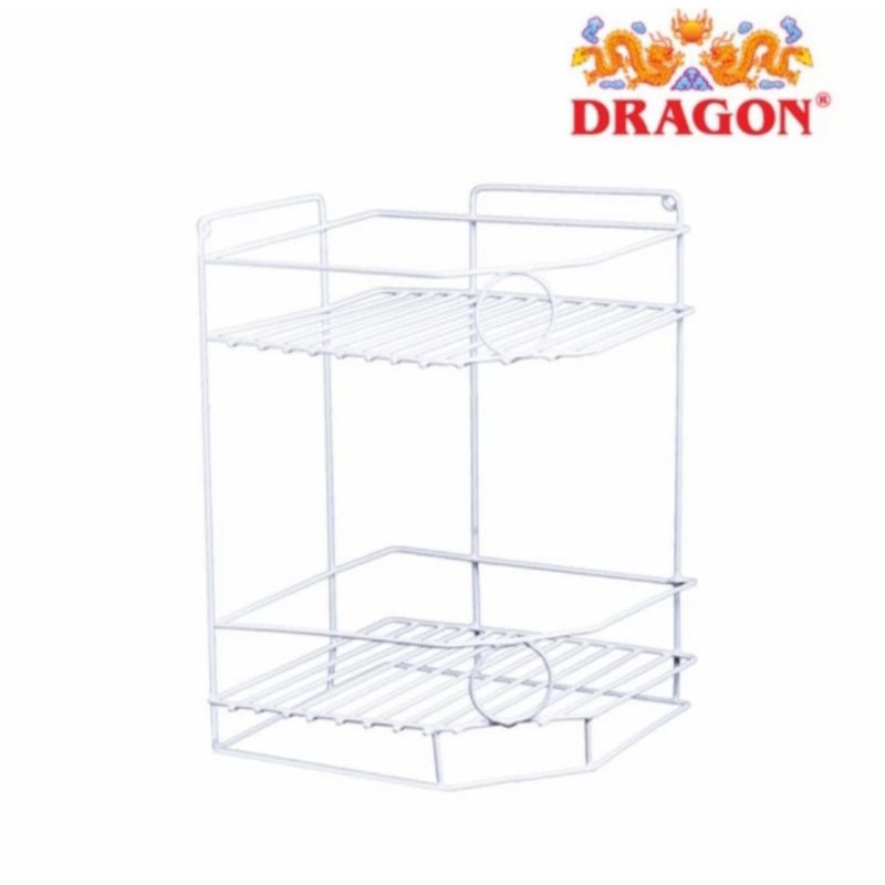 Rak Sudut Kawat Naga Mas susun 2 / Rak Sabun Sudut/ Rak Bumbu Sudut Naga mas kawat Susun 2