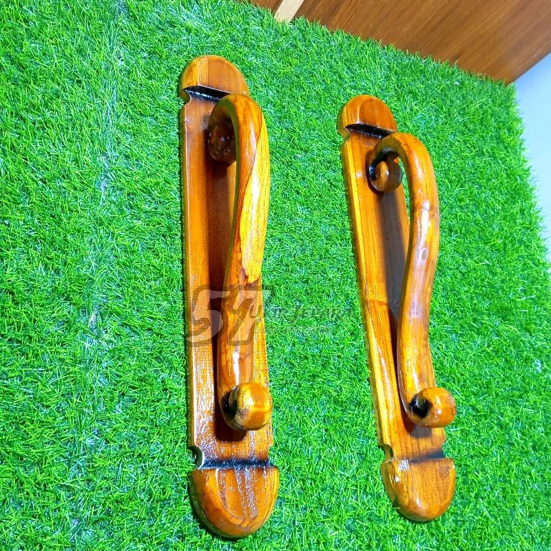 Gagang Pintu Rumah - Gagang Tarikan Pintu Rumah Klasik Kuno Bahan Kayu Jati