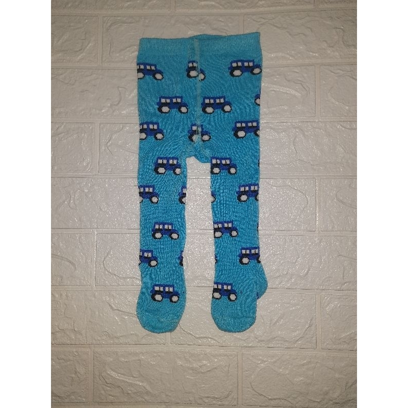 LEGGING CELANA PANJANG ANAK BAYI KNIT MOBIL BIRU CELANA KAKI TERTUTUP PRELOVED