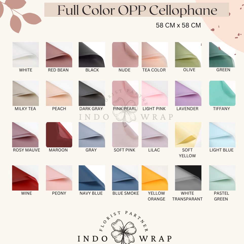 

New Arrival 2 LEMBAR KERTAS FLOWER WRAPPING FULL COLOR OPP CELLOPHANE KERTAS BUKET BUNGA HAND BOUQUET