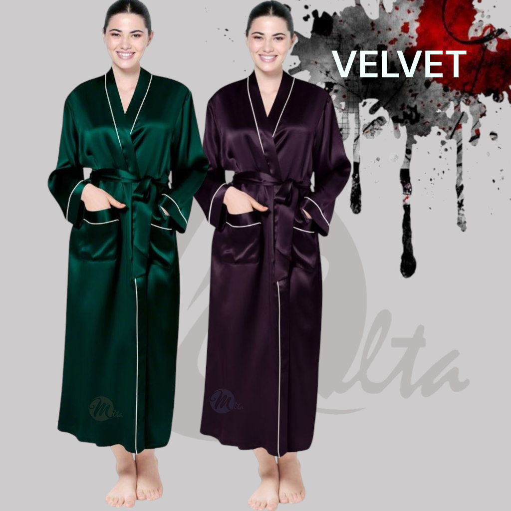 KIMONO TIDUR SATIN SILK PREMIUM MOTIF VELVET