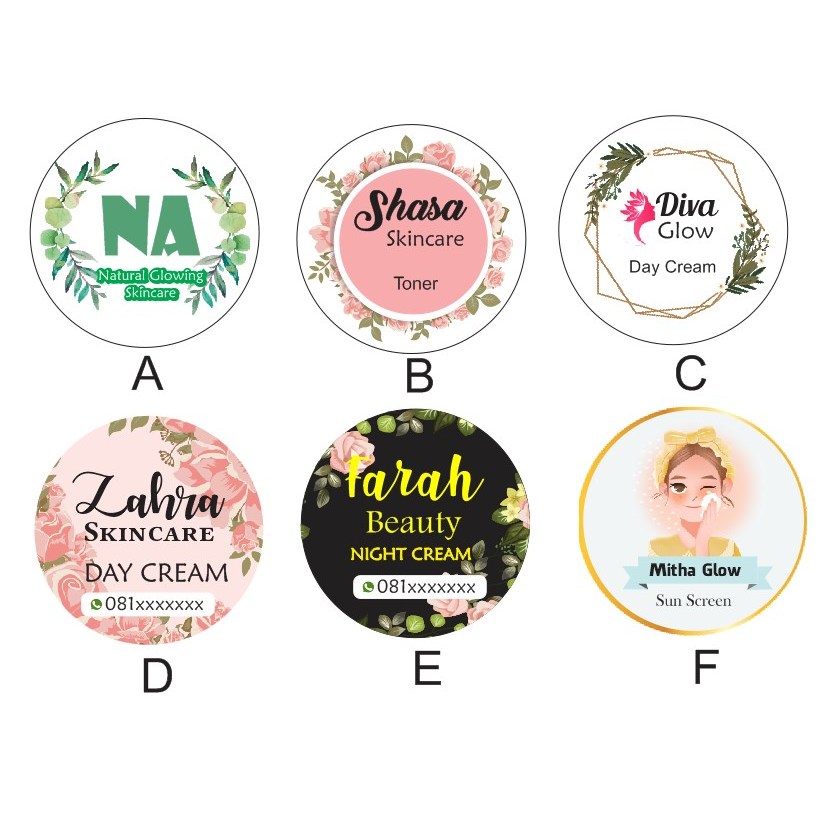 

sticker skincare bulat/label skincare/kecantikan/lipstik/facial/cream malam