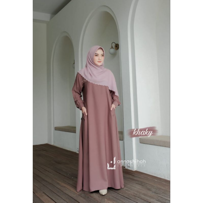 Annasihah Gamis Alula Dress basic dan Polos Bahan Yoris