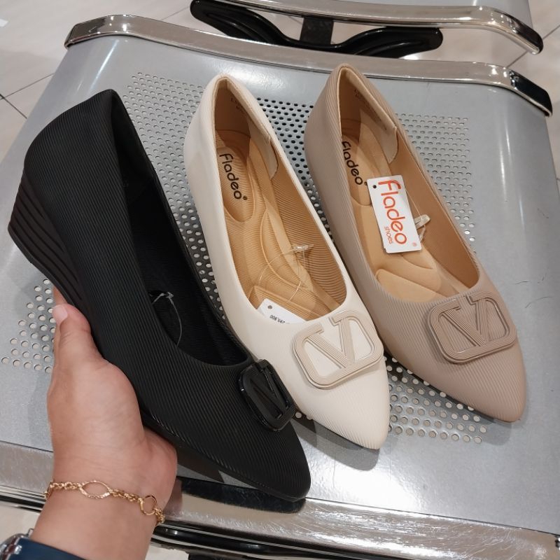 sepatu wanita formal wedges 5cm FLADEO ori