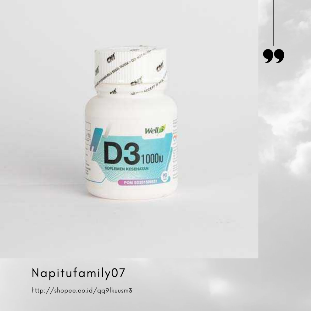 CNI Well3 D3 1000IU dengan Vitamin D3 (Cholecalciferol) 1000IU