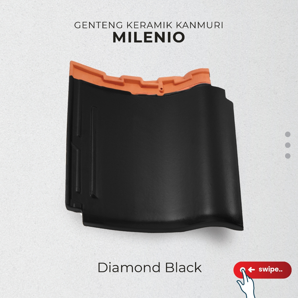 Genteng Keramik Kanmuri Milenio Diamond Black Hitam Glossy
