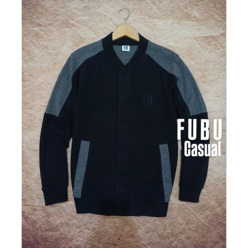 jaket bomber casual fubu bahan katun tebal bekas second preloved