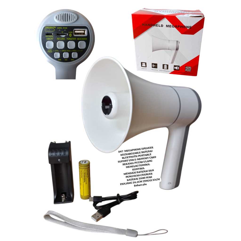 D67 ORI TOA MEGAPHONE SPEAKER PENGERAS SUARA RECHARGEABLE BATERAI ISI ULANG TOA CORONG SPK SPEKER