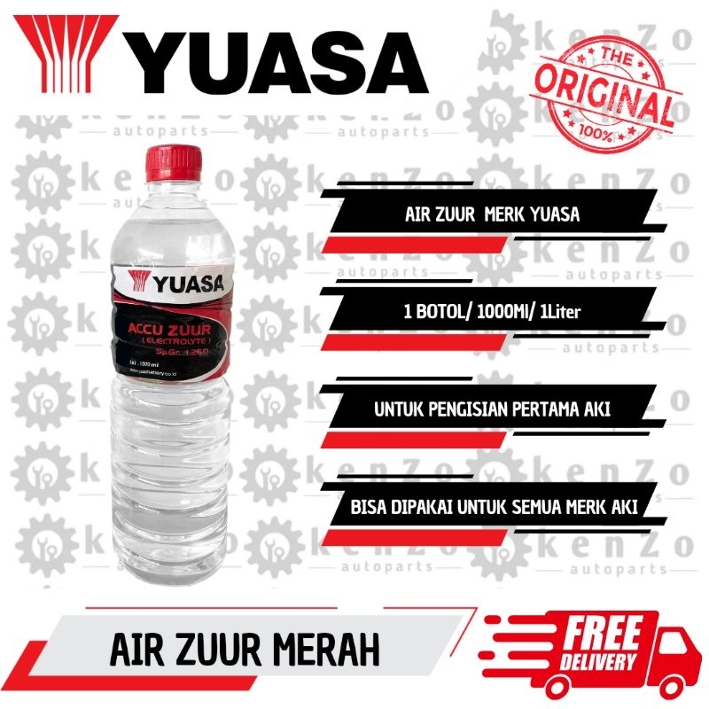 [Original] Air Zuur // Air Aki Isi Pertama // Air Aki Isi Awal // Air Aki Motor Merk Yuasa Tutup Mer